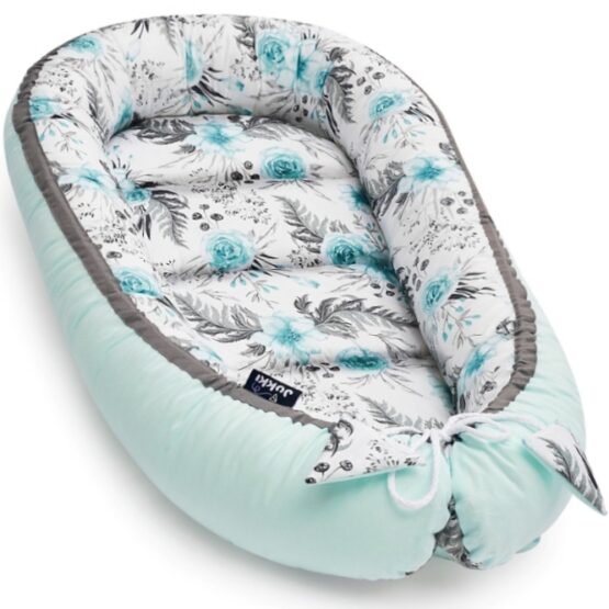 Jukki – Cosulet bebelus pentru dormit Baby Nest Cocoon XL 90×50 cm In garden mint