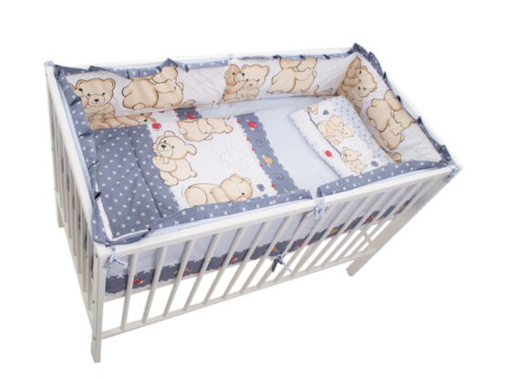 Lenjerie MyKids Teddy Friends Gri 4+1 Piese M1 140×70