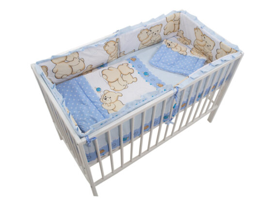 Lenjerie MyKids Teddy Friends Albastru 4+1 Piese M1 120×60