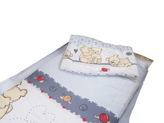 Lenjerie MyKids Teddy Friends Gri 3 Piese 120×60