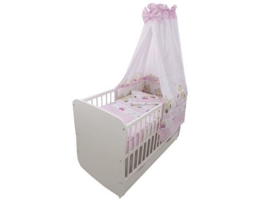 Lenjerie MyKids Teddy Play Pink M1 5 piese 120×60 cm