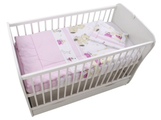 Lenjerie MyKids Teddy Play Pink 3 Piese 120×60