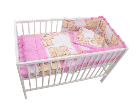 Lenjerie MyKids Teddy Friends Roz 4 Piese M1 120×60