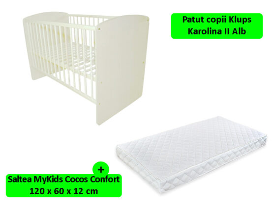 Patut Klups Karolina II Alb + Saltea 12 MyKids Confort