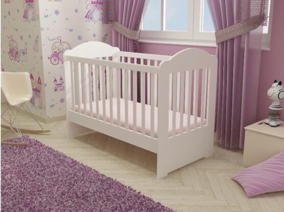 Patut din lemn MyKids Olivia cu lat. culisabila Alb D101