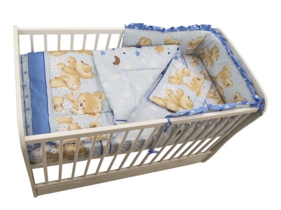 Lenjerie MyKids Teddy Hug Blue M1 4 Piese 120×60