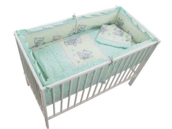 Lenjerie MyKids Teddy Toys Turquoise 4+1 Piese M1 120×60