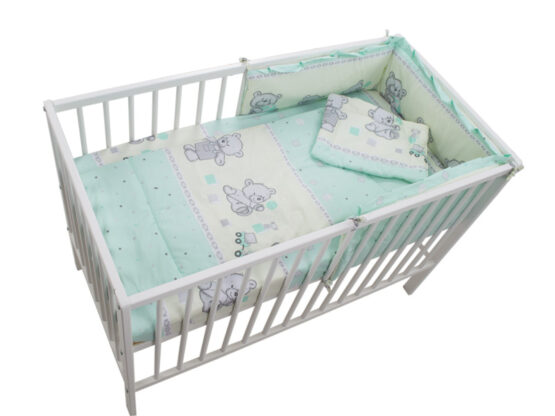 Lenjerie MyKids Teddy Toys Turquoise 4 Piese M1 120×60