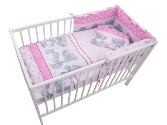 Lenjerie MyKids Teddy Hug Roz M1 4 Piese 120×60