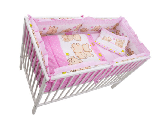 Lenjerie MyKids Teddy Friends Roz 4+1 Piese M2 140×70