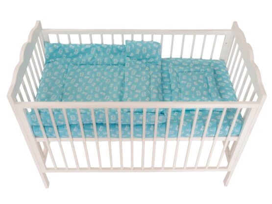 Lenjerie MyKids Crown Turquoise 3 Piese 140×70