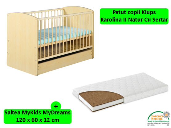 Patut Cu Sertar Klups Karolina II Natur + Saltea 12 MyKids MyDreams II