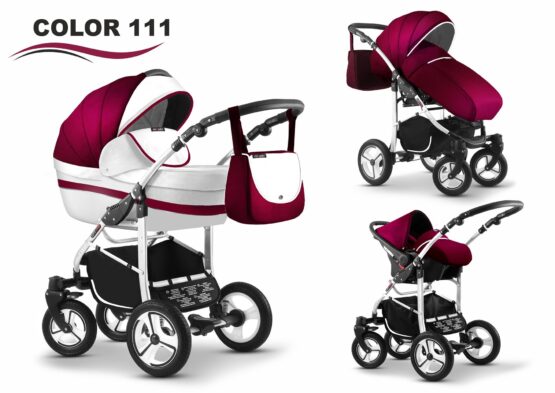 Carucior Mikado CITY STAR 3 in 1 (culoare 111) Visiniu/Alb