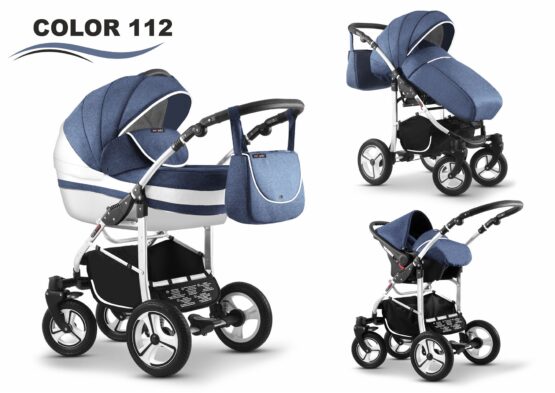 Carucior Mikado CITY STAR 3 in 1 (culoare 112) Albastru/Alb