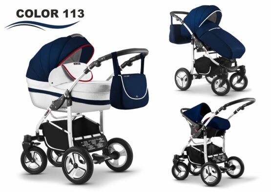 Carucior Mikado CITY STAR 3 in 1 (culoare 113) Albastru/Alb