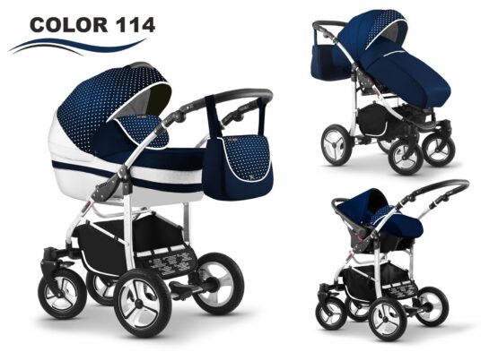 Carucior Mikado CITY STAR 3 in 1 (culoare 114) Albastru/Alb