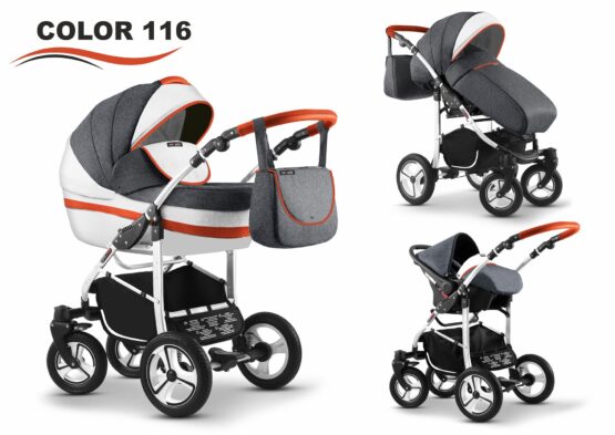 Carucior Mikado CITY STAR 3 in 1 (culoare 116) Grafit/Alb