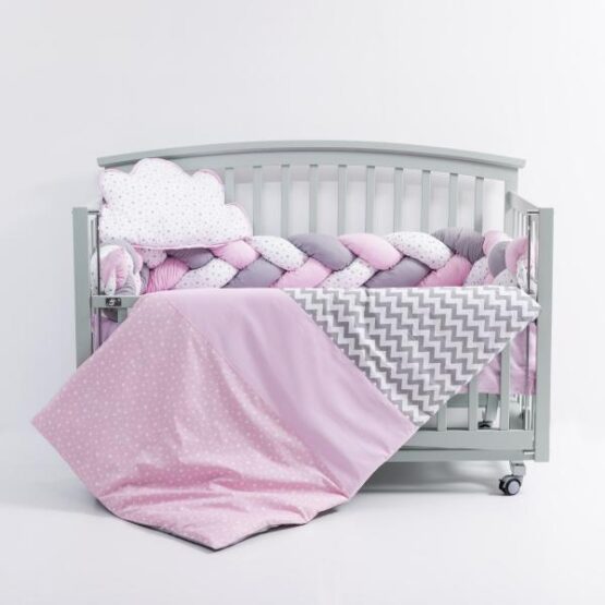 Lenjerie MyKids 6 piese Gray-Pink fara baldachin 120×60 cm