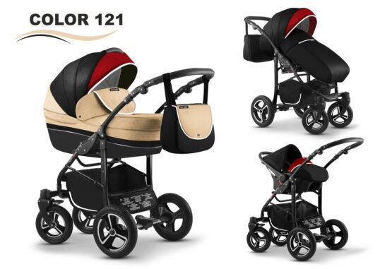 Carucior Mikado CITY STAR 3 in 1 (culoare 121) Bej/Negru/Rosu