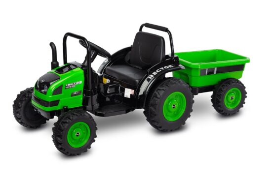 Tractor electric cu remorca si telecomanda Toyz HECTOR 12V Verde