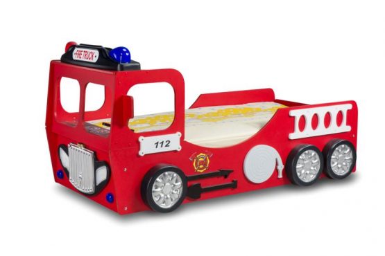 Patut tineret MDF Plastiko Fire Truck Single Rosu 190×90